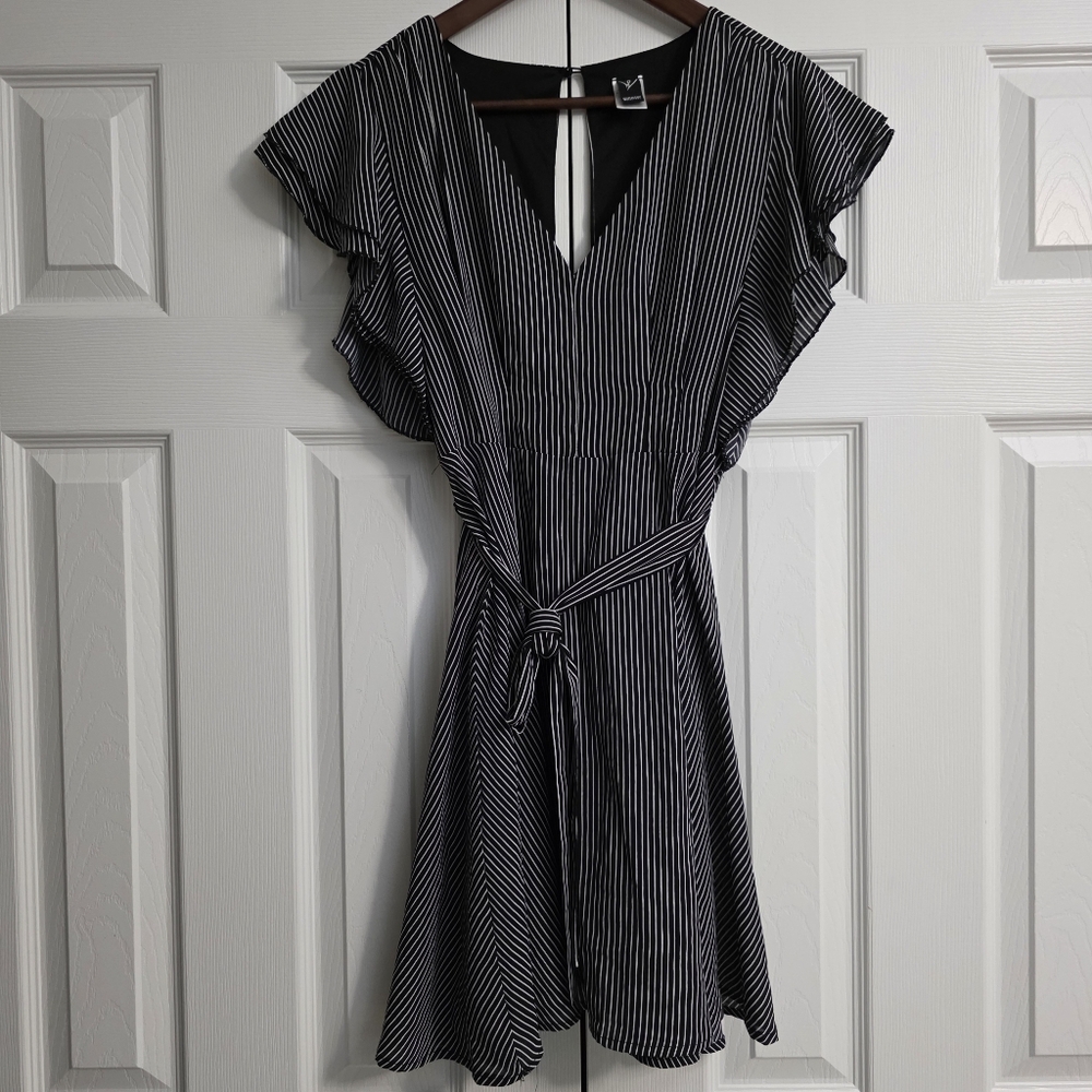 Windsor Black White Striped Mini Dress Womens Size Large